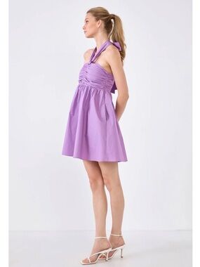 Endless Rose Lilac Ruched Halter Neck Flounce Dress size S / NWT